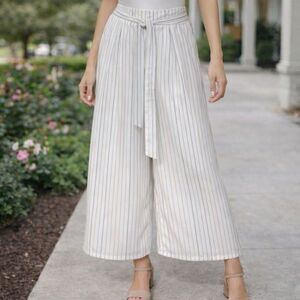 Design Lab White Black Pinstripe Wide Leg Pants
